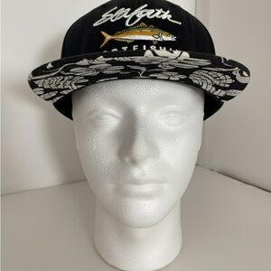SeaFaith Sportfishing Snapback Hat Floral Brim Black Otto Cap